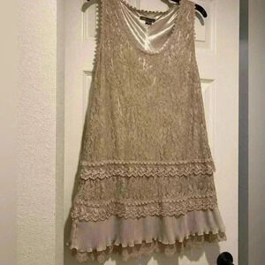 Vince‎ Women's Dressy Drop Waist Sleeveless Lace Silk Lined Short Dress  XS-S